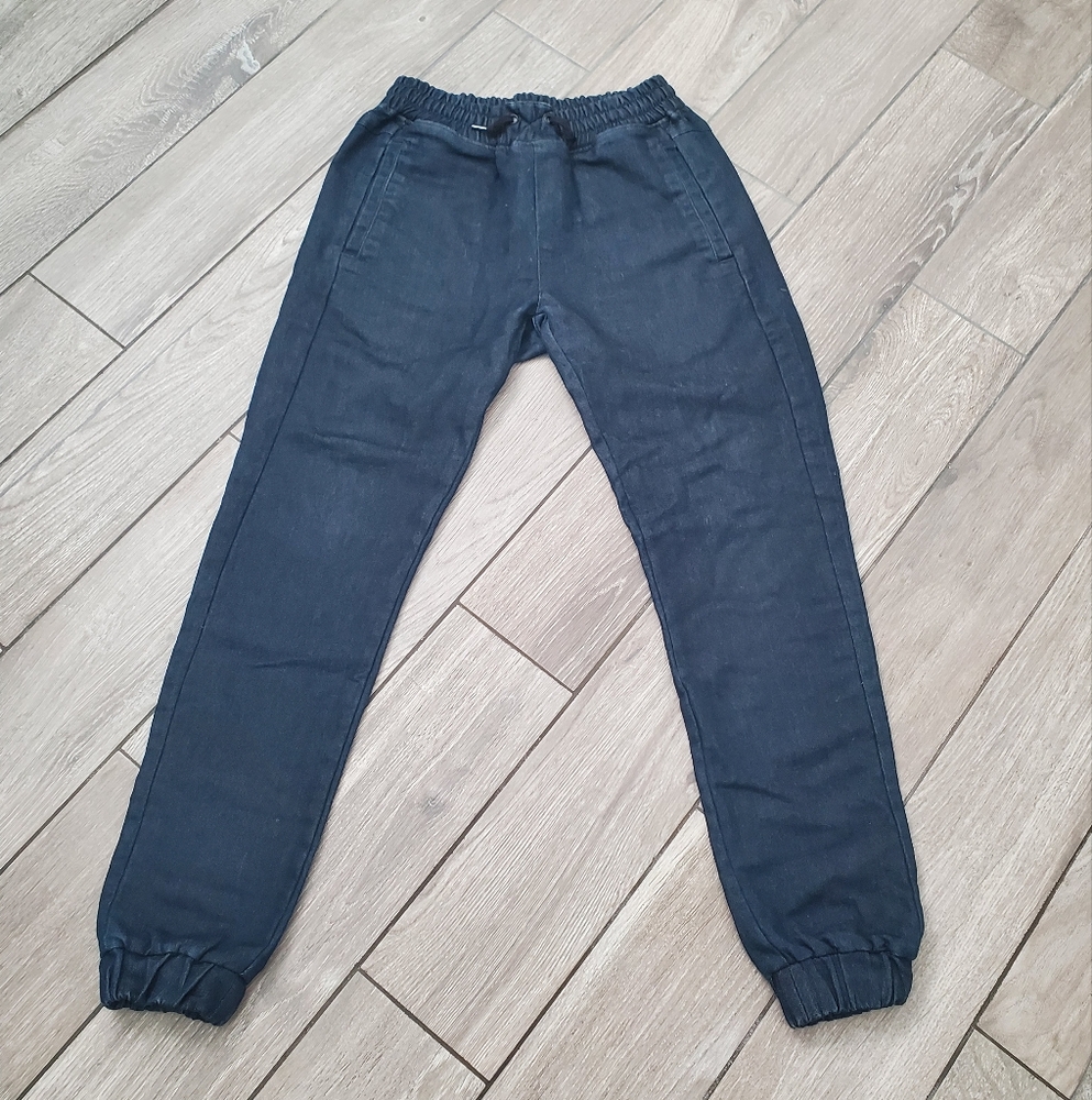 DC men's dark blue pocketed relaxed fit comfy pull-on joggers jeans size S